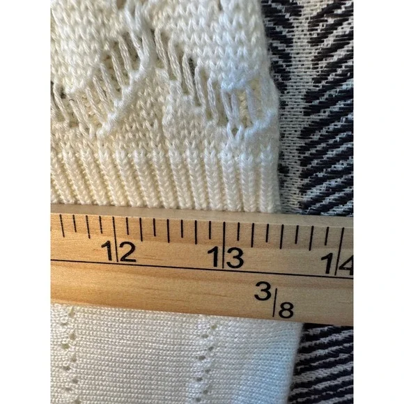 Ivory Knit Dress Short Sleeve Mock Neck Diamond Pattern‎ L - Picture 6 of 10